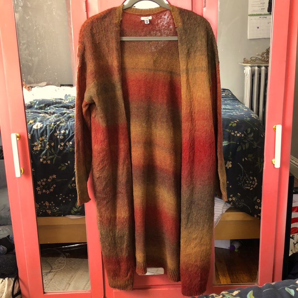 UO Ecoté Autumn Colors Mohair Long Cardigan